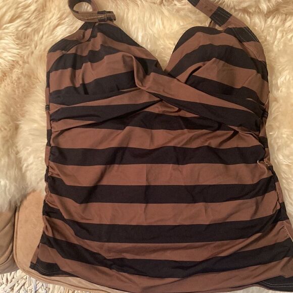 Land’s End Plus Regular tankini top underwire chevron stripe Various Sizes - Picture 5 of 8